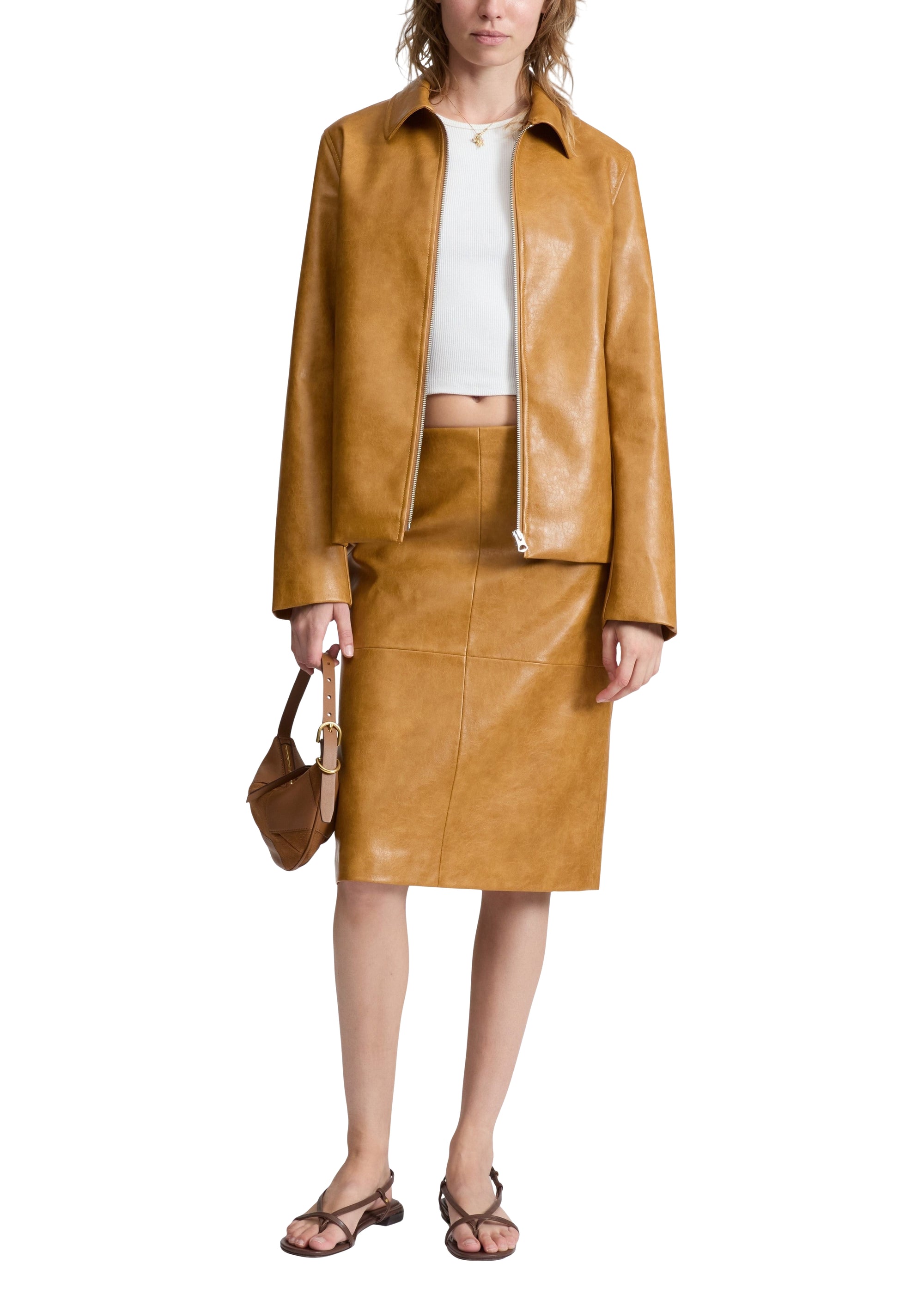 Jupe en simili cuir Jordie - Camel