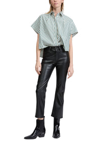 Pantalon évasé à la cheville en simili cuir Peyton - Noir
