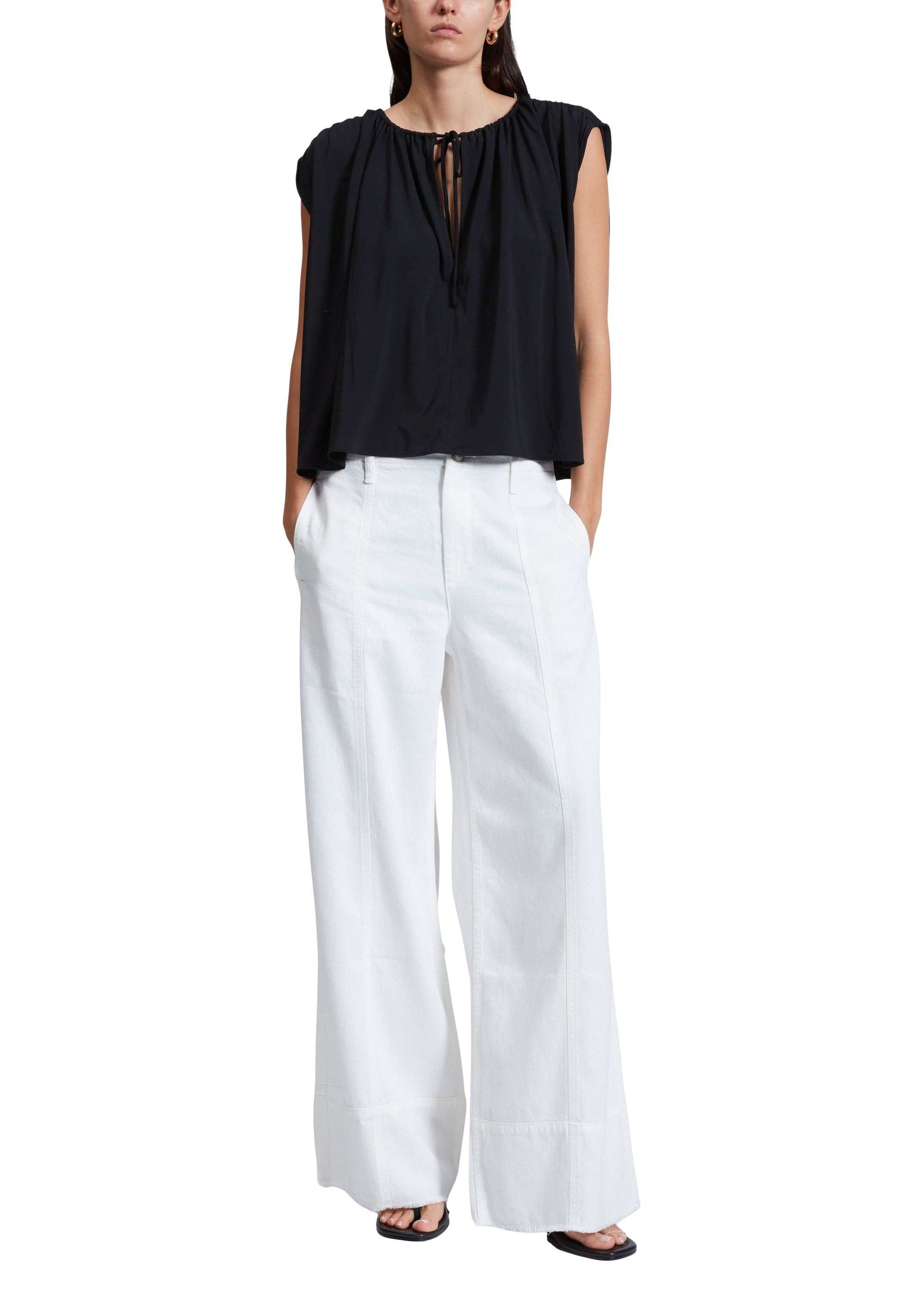 Pantalon palazzo court ultra-léger Arianna - Blanc