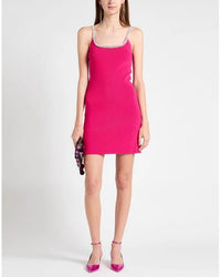 Robe courte à bretelles à cupchain à l'encolure - Pink