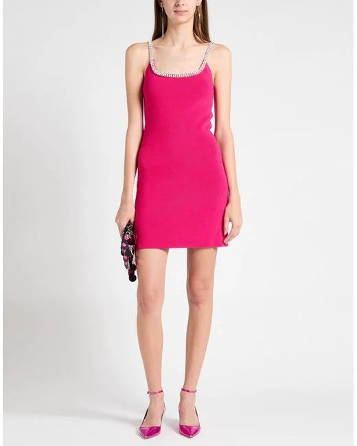 Robe courte à bretelles à cupchain à l'encolure - Pink