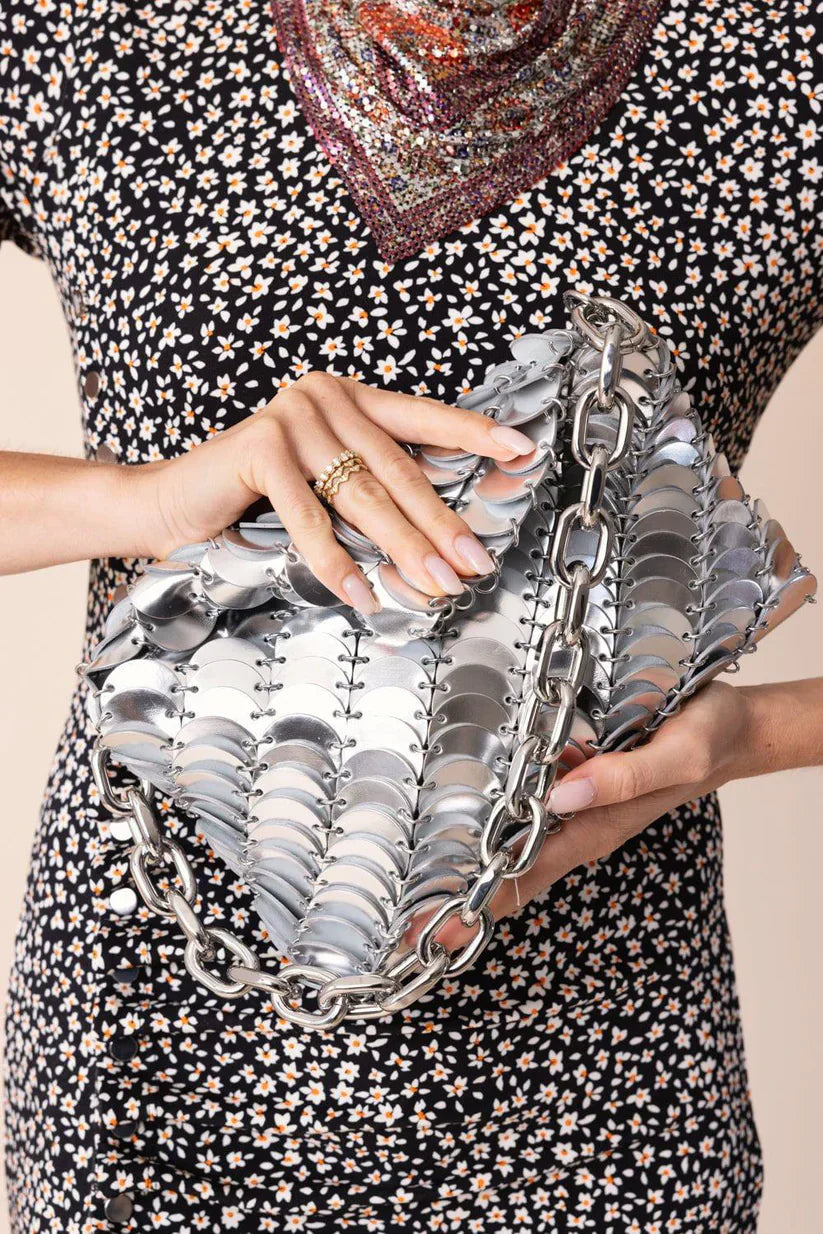 Paco leather handbag - Silver