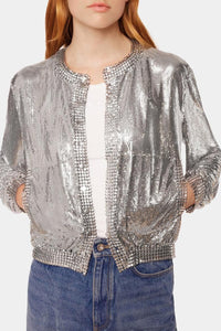 Gilet court boutonné scintillant - Silver