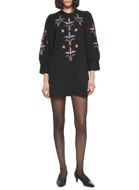 Robe courte brodée Rafi - Black