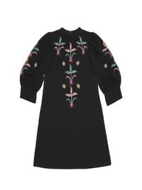 Robe courte brodée Rafi - Black