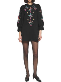 Robe courte brodée Rafi - Black