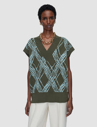 Palm Leaf & Chambray Top Maille - Palm Leaf & Chambray