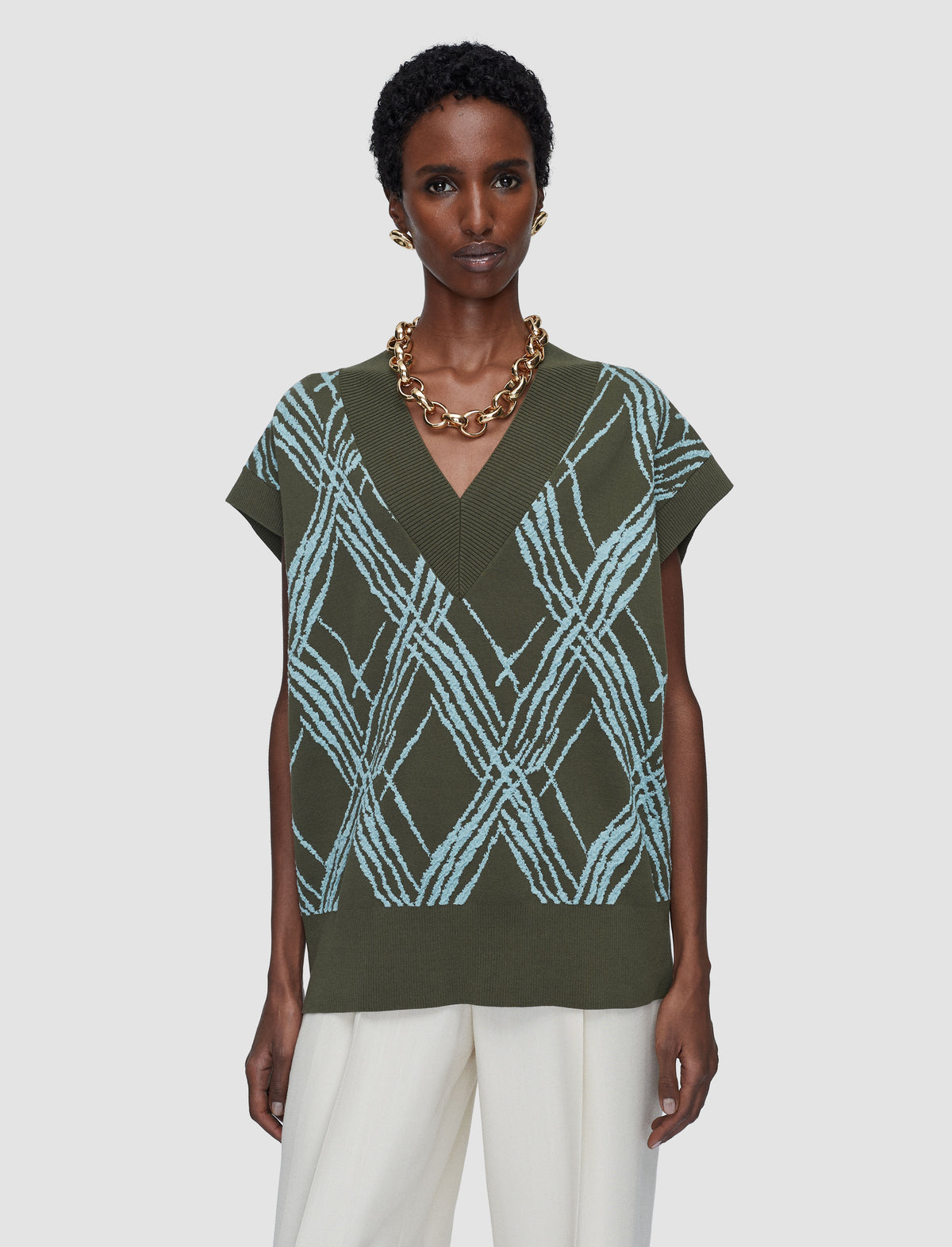 Palm Leaf & Chambray Top Maille - Palm Leaf & Chambray