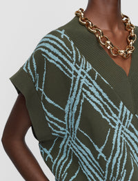 Palm Leaf & Chambray Top Maille - Palm Leaf & Chambray
