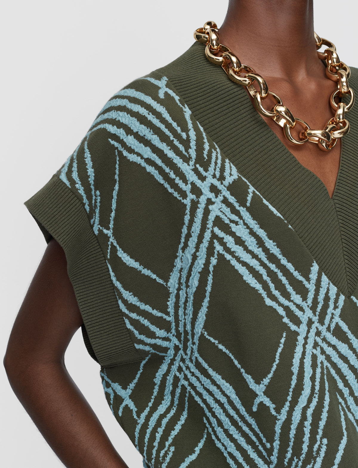 Palm Leaf & Chambray Top Maille - Palm Leaf & Chambray