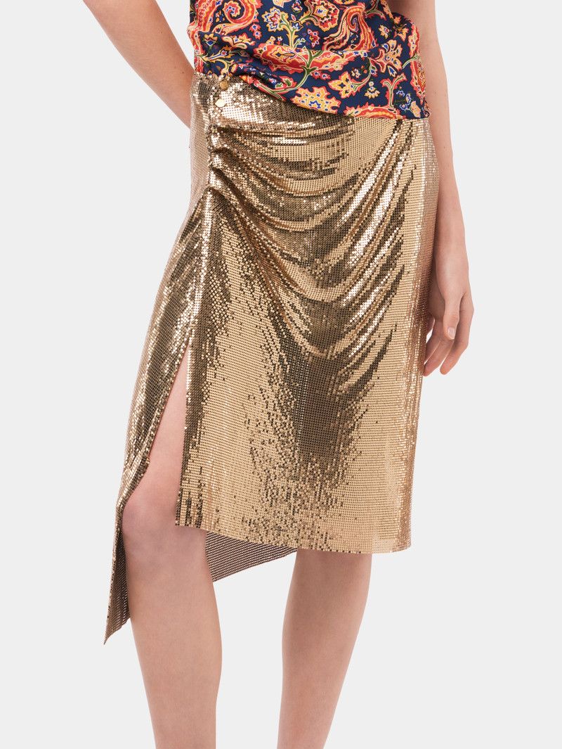 Jupe mi-longue drapée - Gold