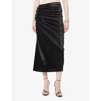 Jupe mi-longue fendue scintillante - Black