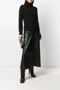 Pull col montant en laine - Black