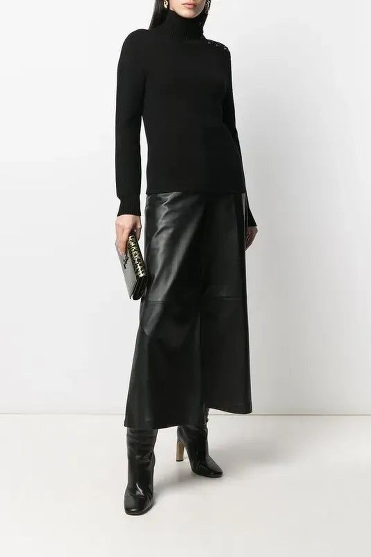 Pull col montant en laine - Black