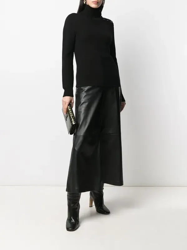 Pull col montant en laine - Black