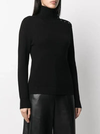 Pull col montant en laine - Black