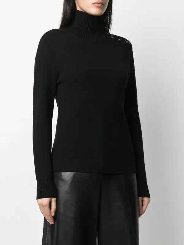 Pull col montant en laine - Black