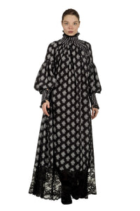 Robe longue imprimée - Black Little Bouquet