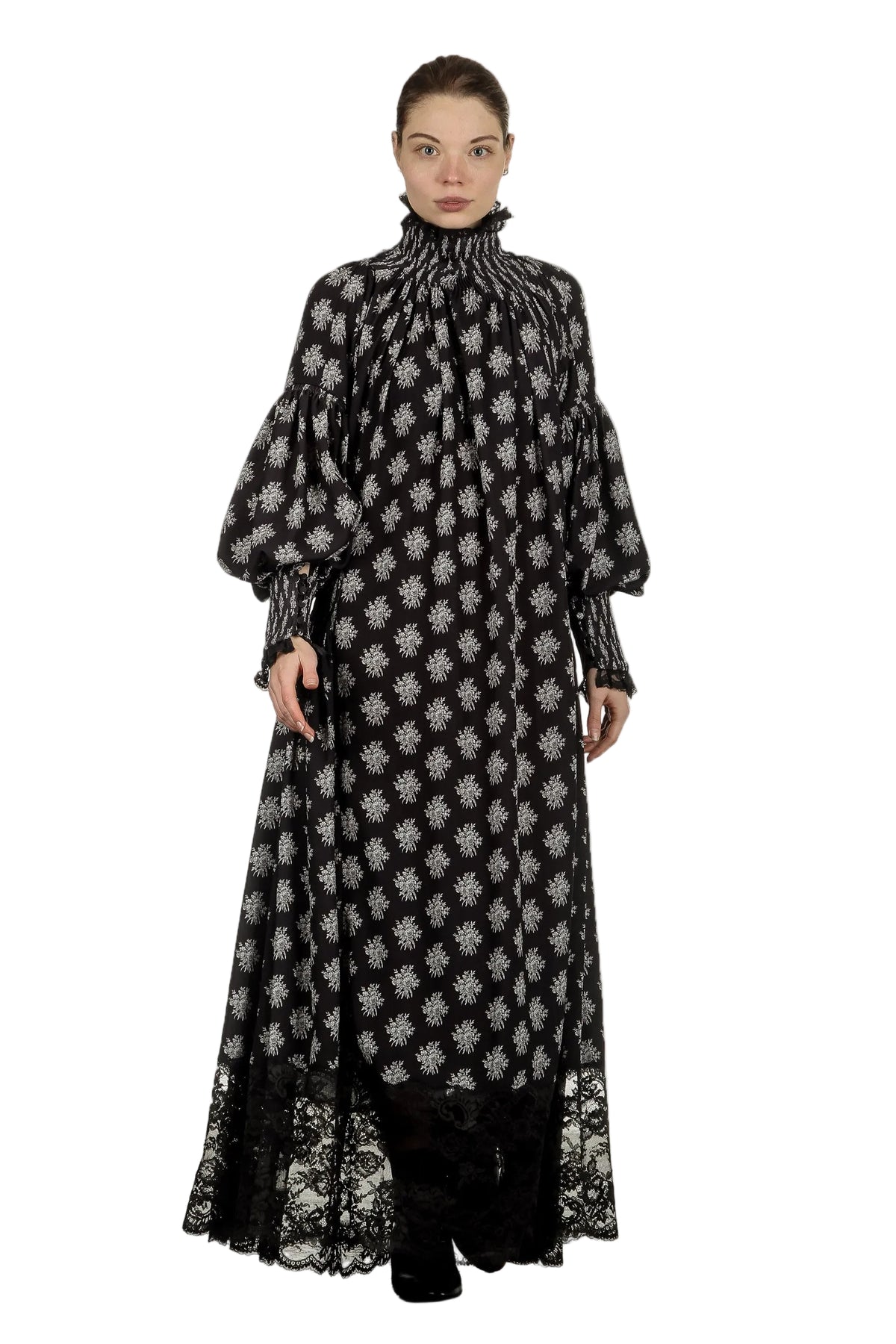 Robe longue imprimée - Black Little Bouquet