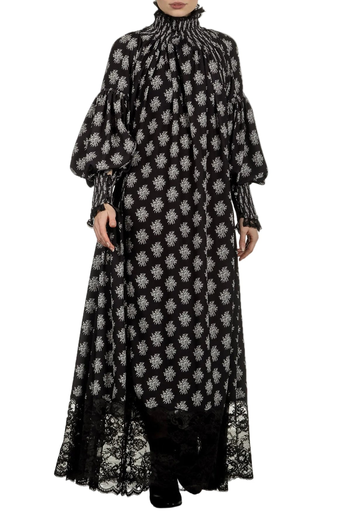 Robe longue imprimée - Black Little Bouquet
