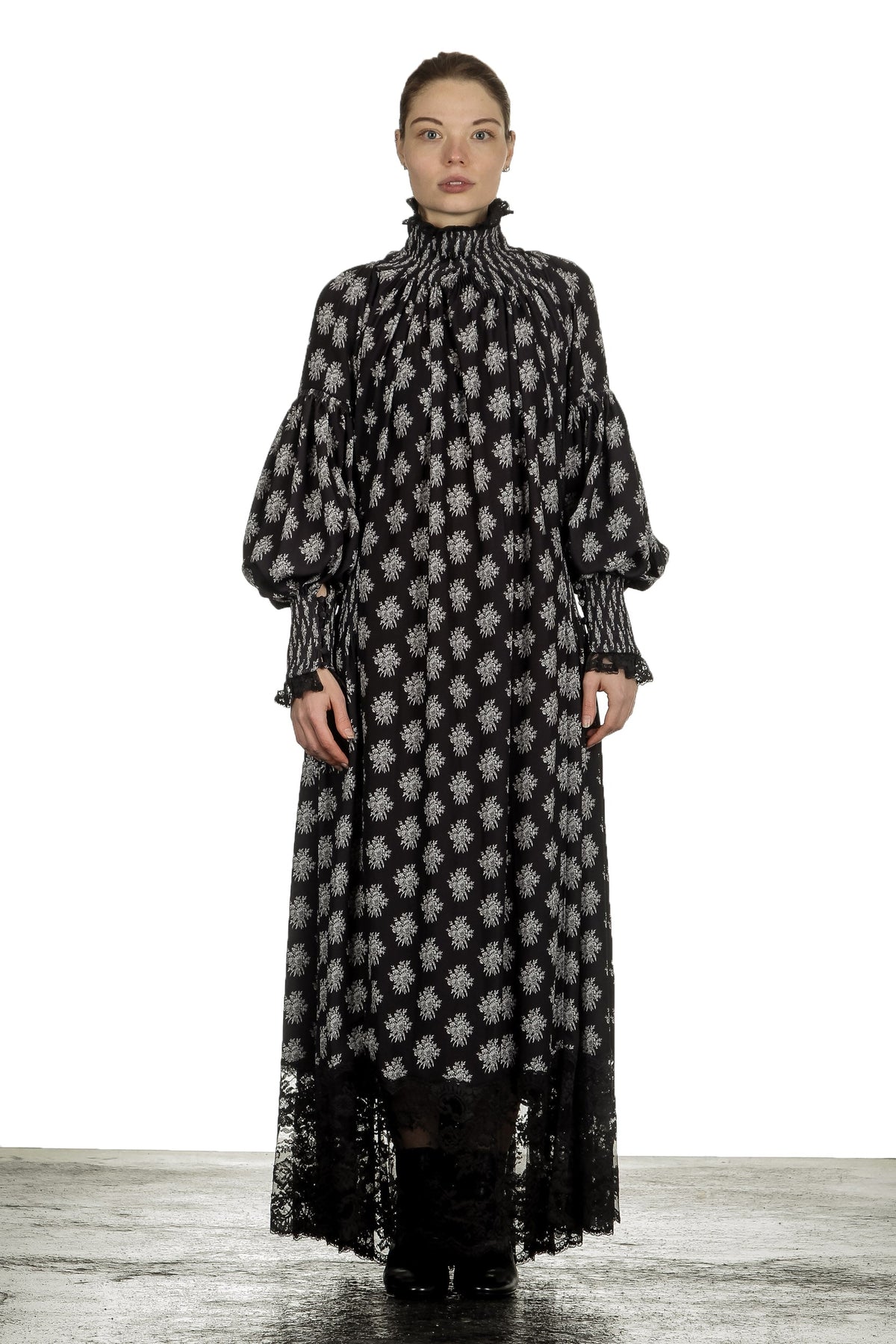 Robe longue imprimée - Black Little Bouquet