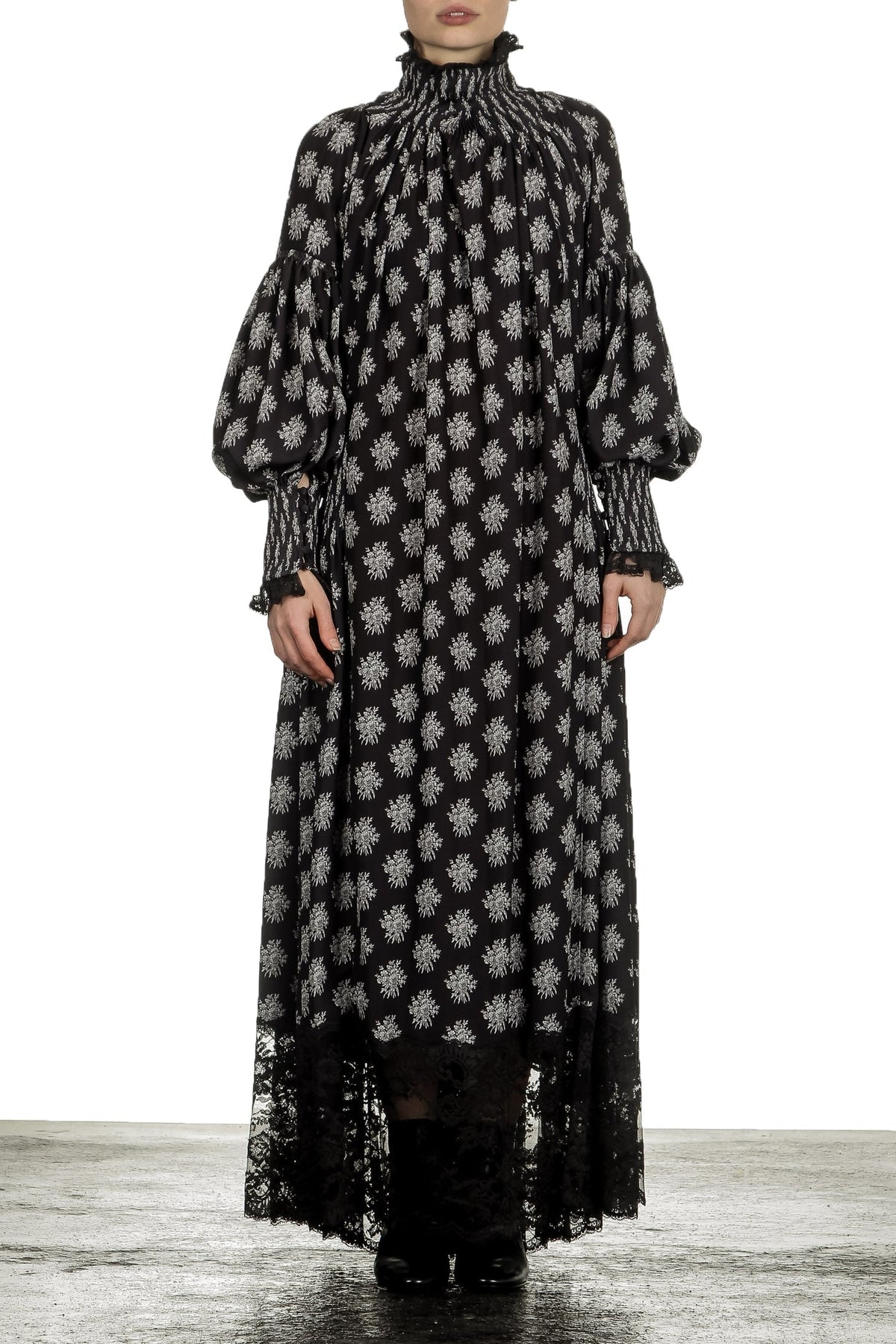 Robe longue imprimée - Black Little Bouquet