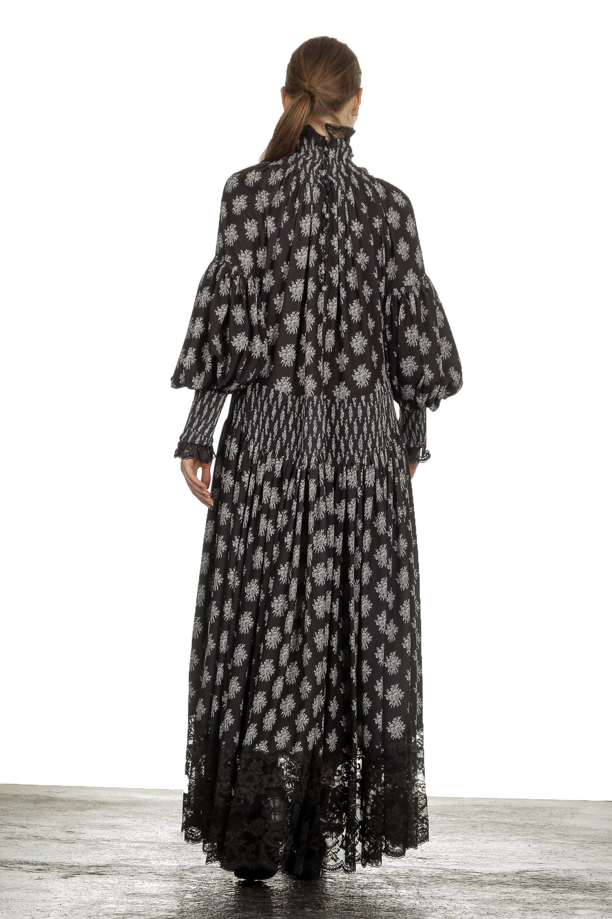 Robe longue imprimée - Black Little Bouquet