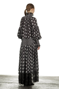 Robe longue imprimée - Black Little Bouquet