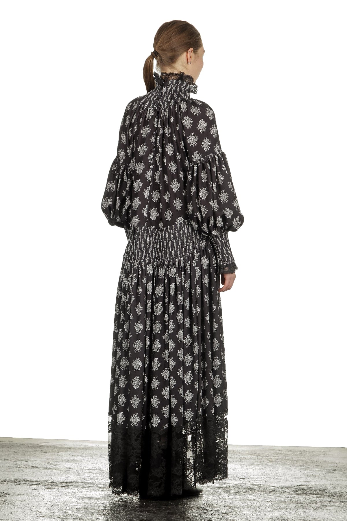 Robe longue imprimée - Black Little Bouquet