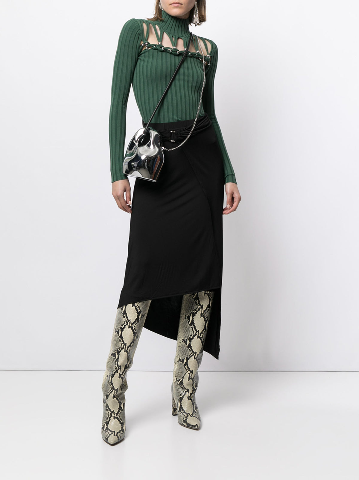 Jupe longue asymétrique à anneaux - Black