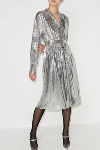 Robe manches longues scintillante - Silver