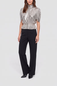 Blouse à col montant et manches courtes - Silver