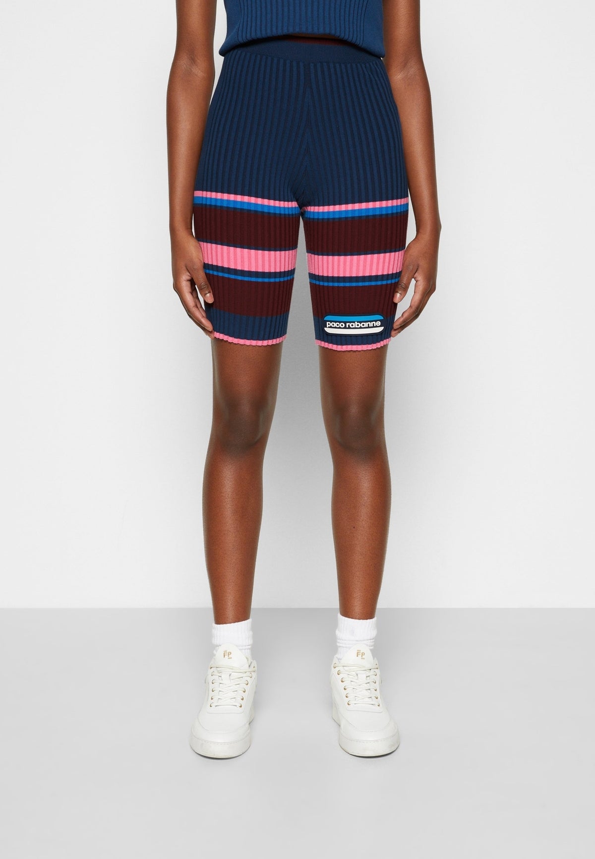 Cycliste côtelé tricolore - Navy Pink