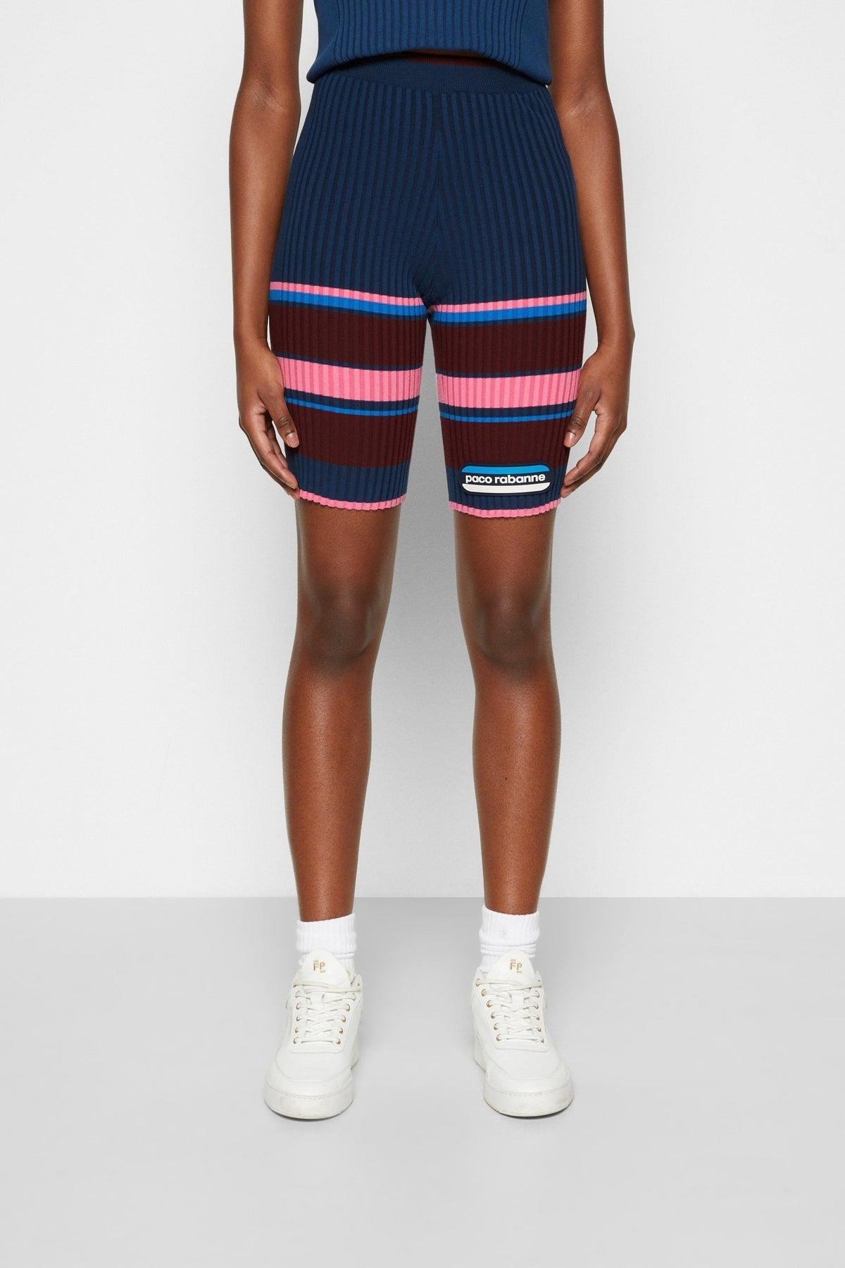 Cycliste côtelé tricolore - Navy Pink