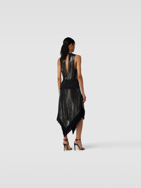 Robe longue à ajourés et franges - Black