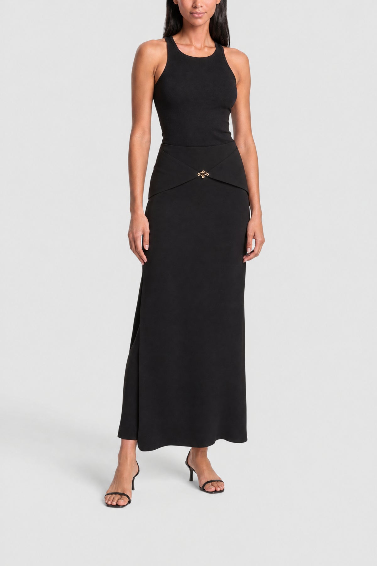Jupe midi en satin - Black