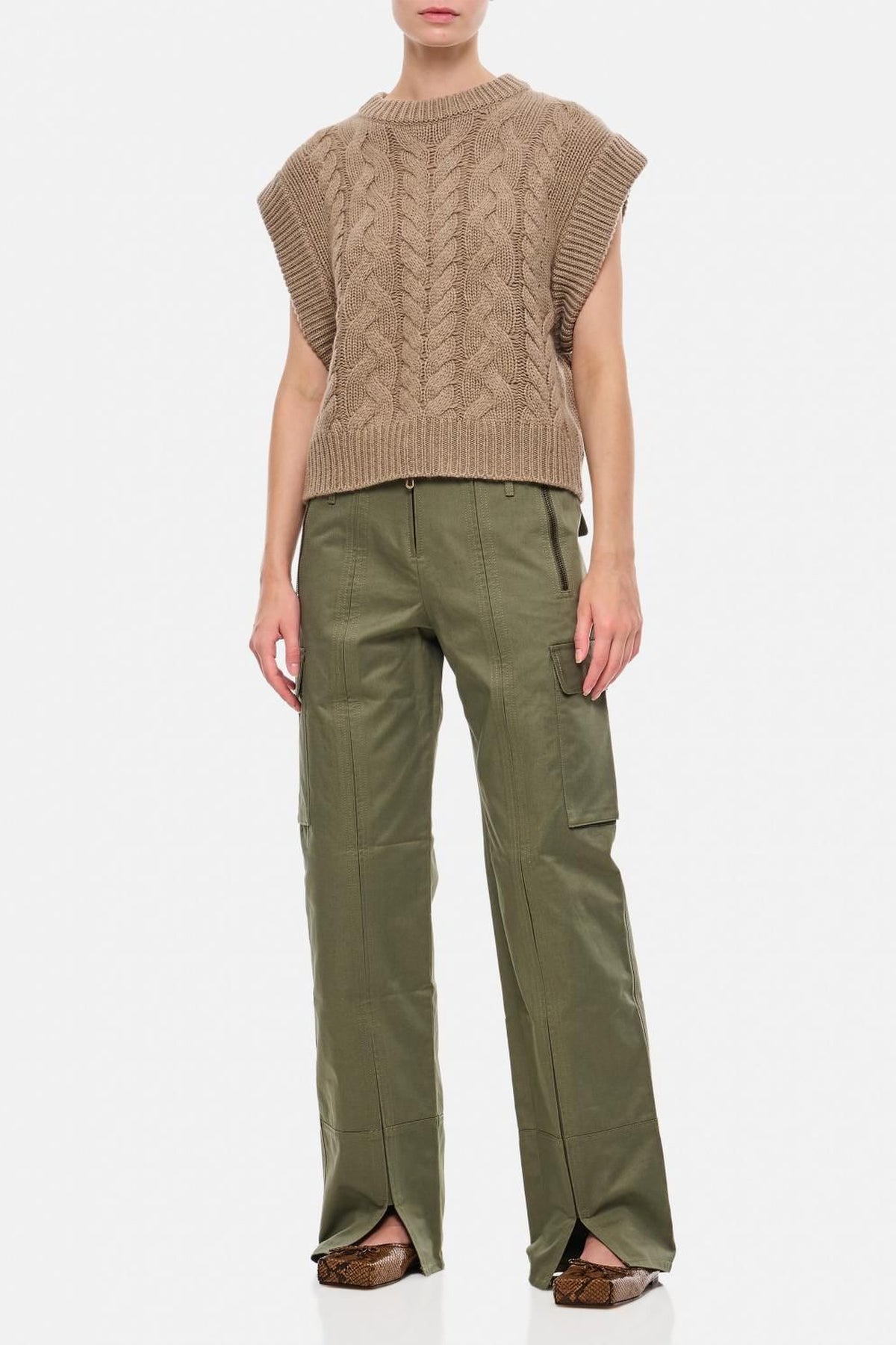 Pantalon utility avec details de zips - Vert De Gris