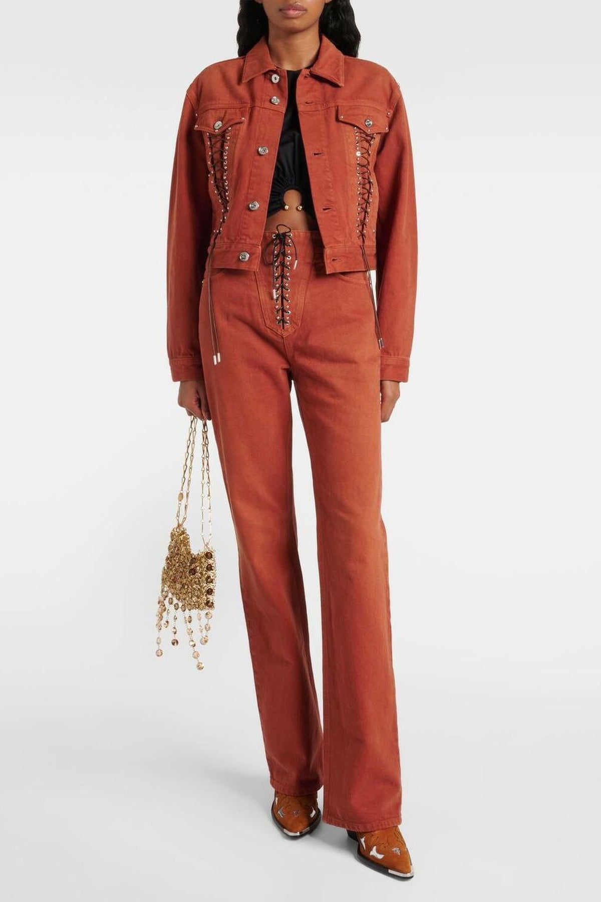 Pantalon large en denim - Brown