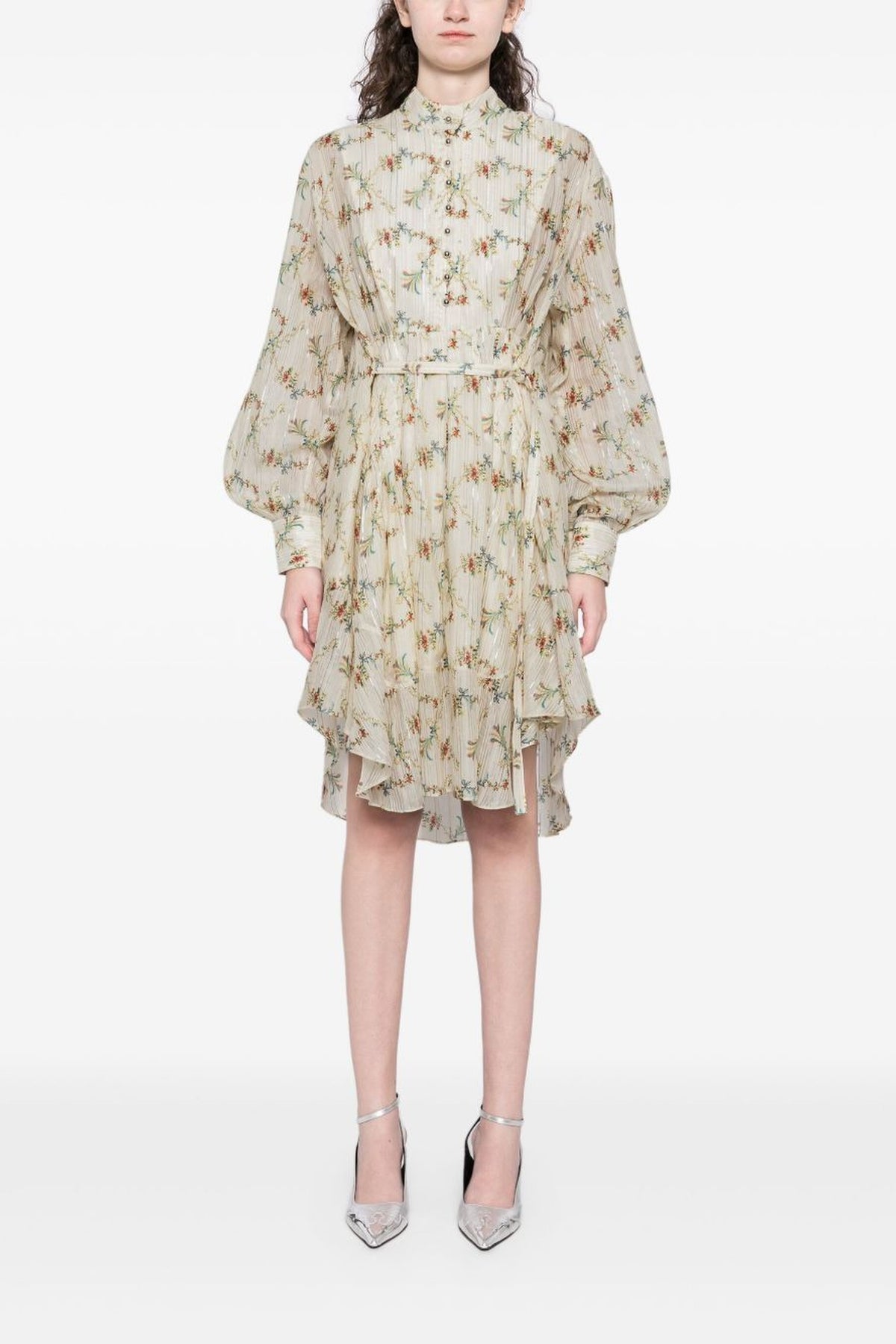 Robe bouffante en tissu imprimé - Beige & Red & Green