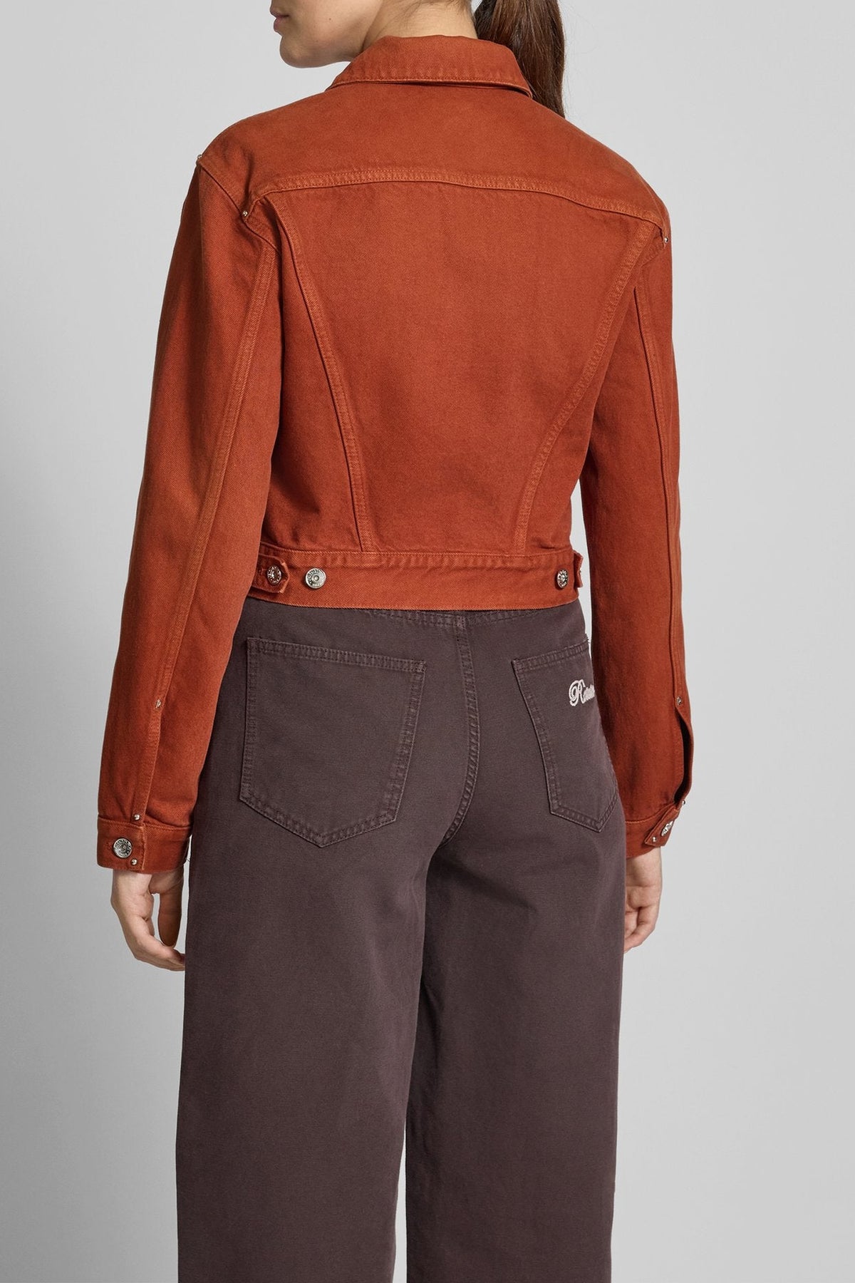Veste courte à lacets en denim - Brown