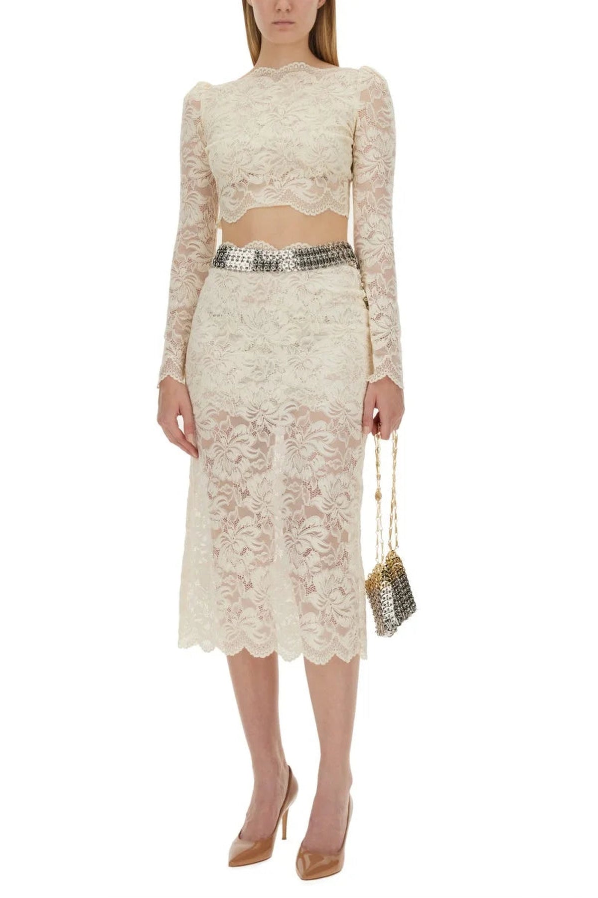 Jupe midi en dentelle - Ivory