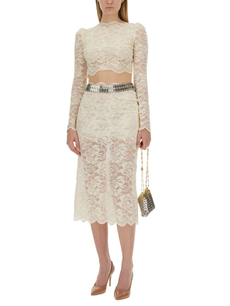 Ivory midi skirt in lace