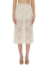 Ivory midi skirt in lace