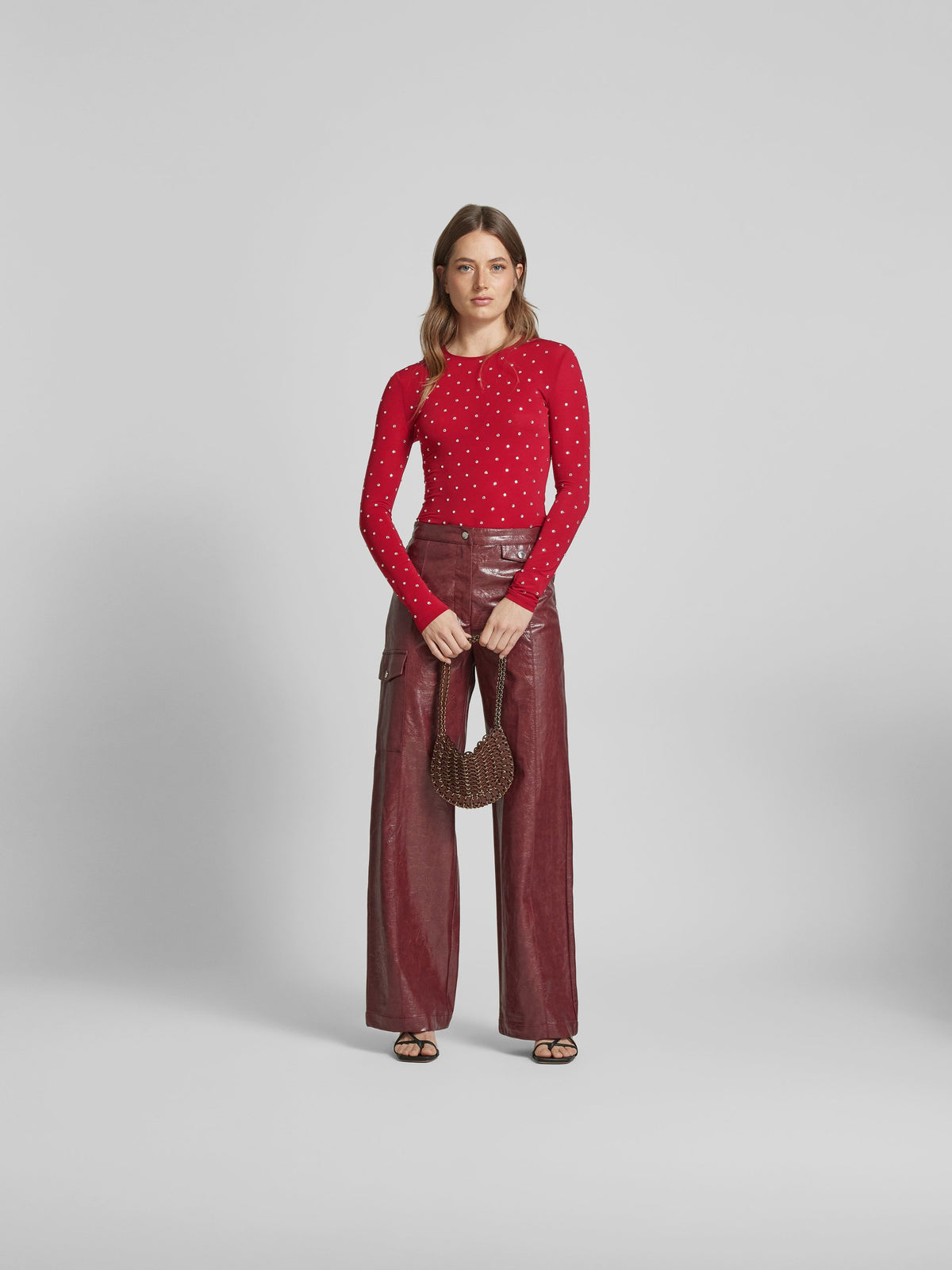 T-shirt à manches longues avec strass - Scarlet Red