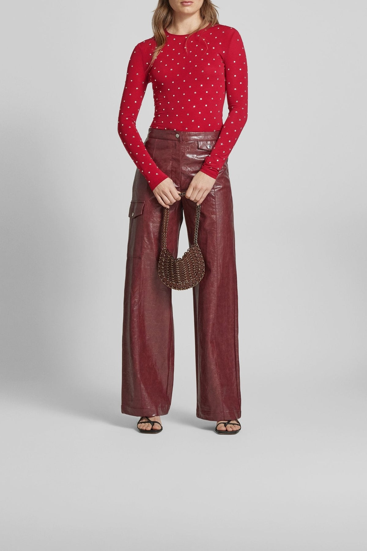 T-shirt à manches longues avec strass - Scarlet Red