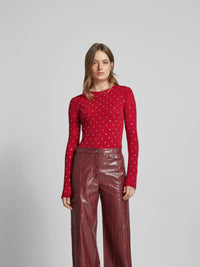 T-shirt à manches longues avec strass - Scarlet Red
