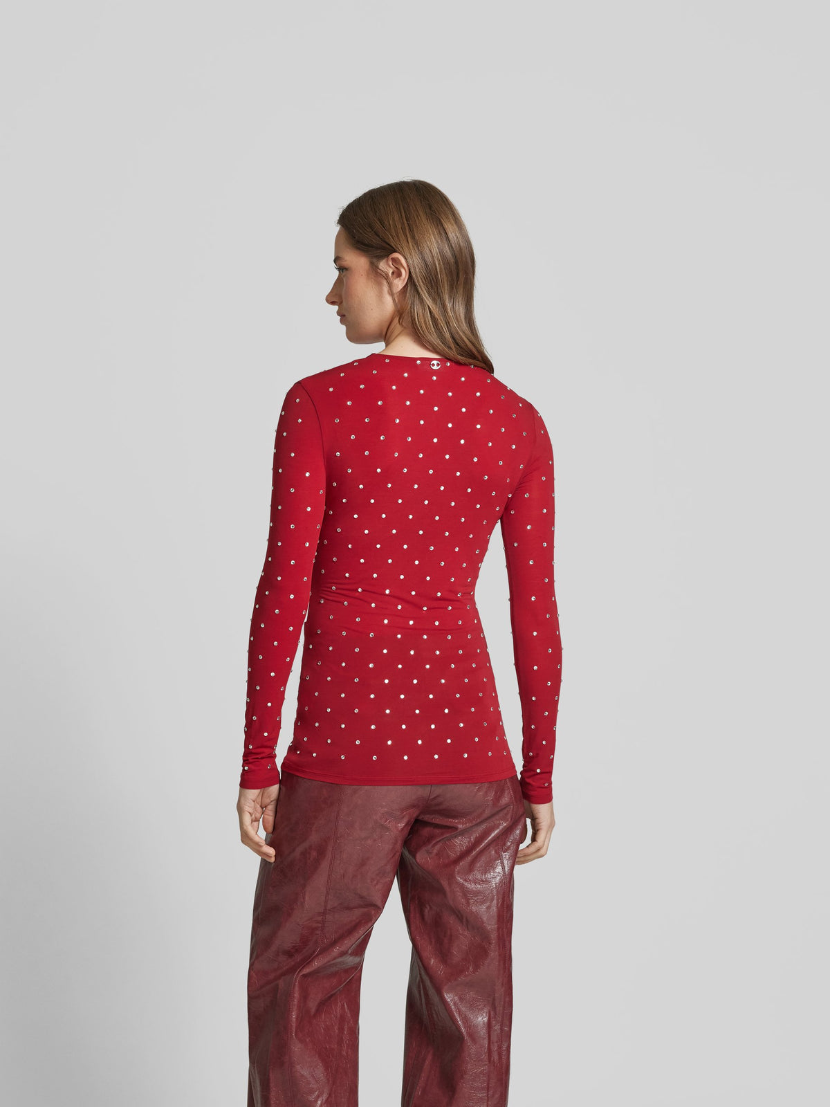 T-shirt à manches longues avec strass - Scarlet Red