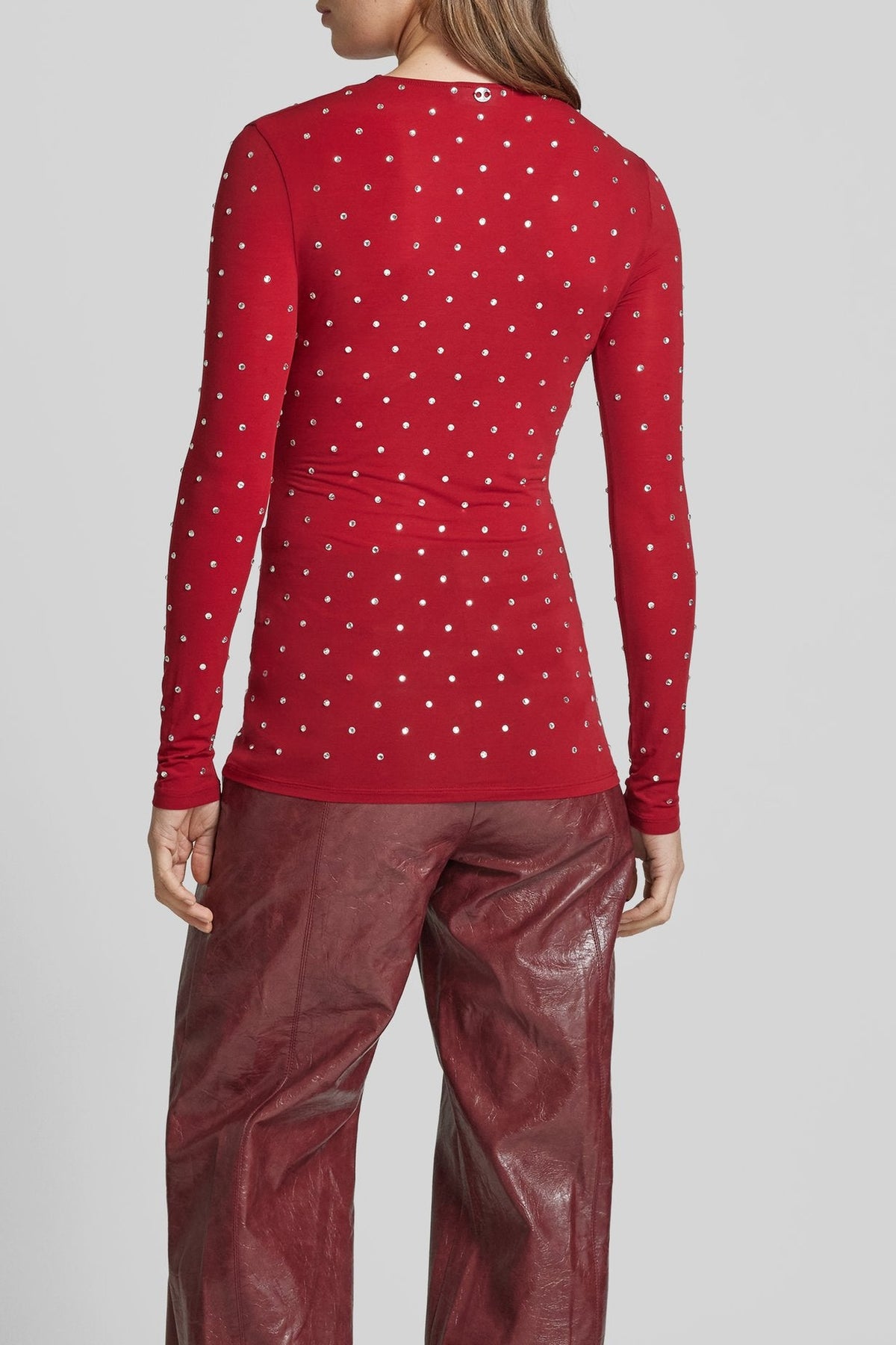 T-shirt à manches longues avec strass - Scarlet Red