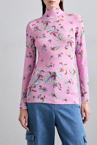 Pull à col roulé et motifs - Pink & Red & Yellow