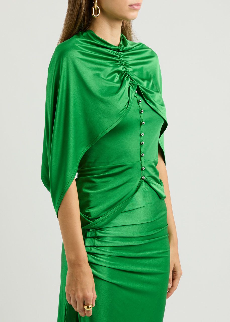 Top cape avec plis au col - Vert Emeraude